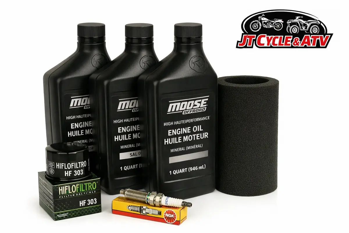 Yamaha Rhino 660 (04–07) Oil Change Filter Kit – Moose Offroad Oil, Hf303 Filter, Ngk Plug, Emgo Air Filter 1