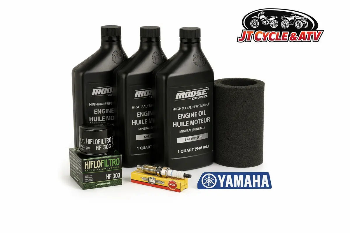 Yamaha Rhino 450 (06–09) Oil Change Filter Kit – Moose Offroad Oil, Hf303 Filter, Ngk Plug, Emgo Air Filter With 6" Yamaha Decal Sticker 1