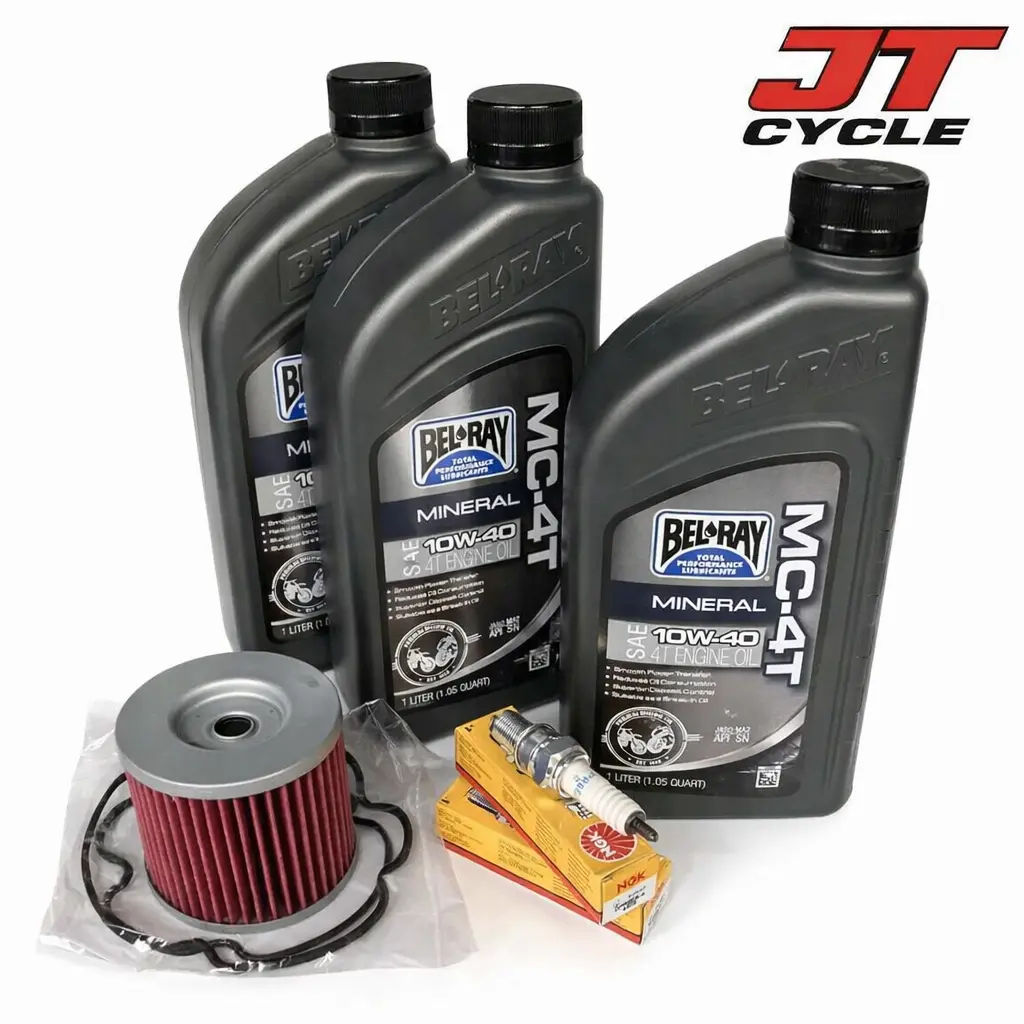 Suzuki Gs500 89‑Up Oil Change Tune Up Kit – Belray 10W‑40 Mc‑4T, Hiflo Filter, Ngk Dpr8ea‑9 Spark Plugs 1