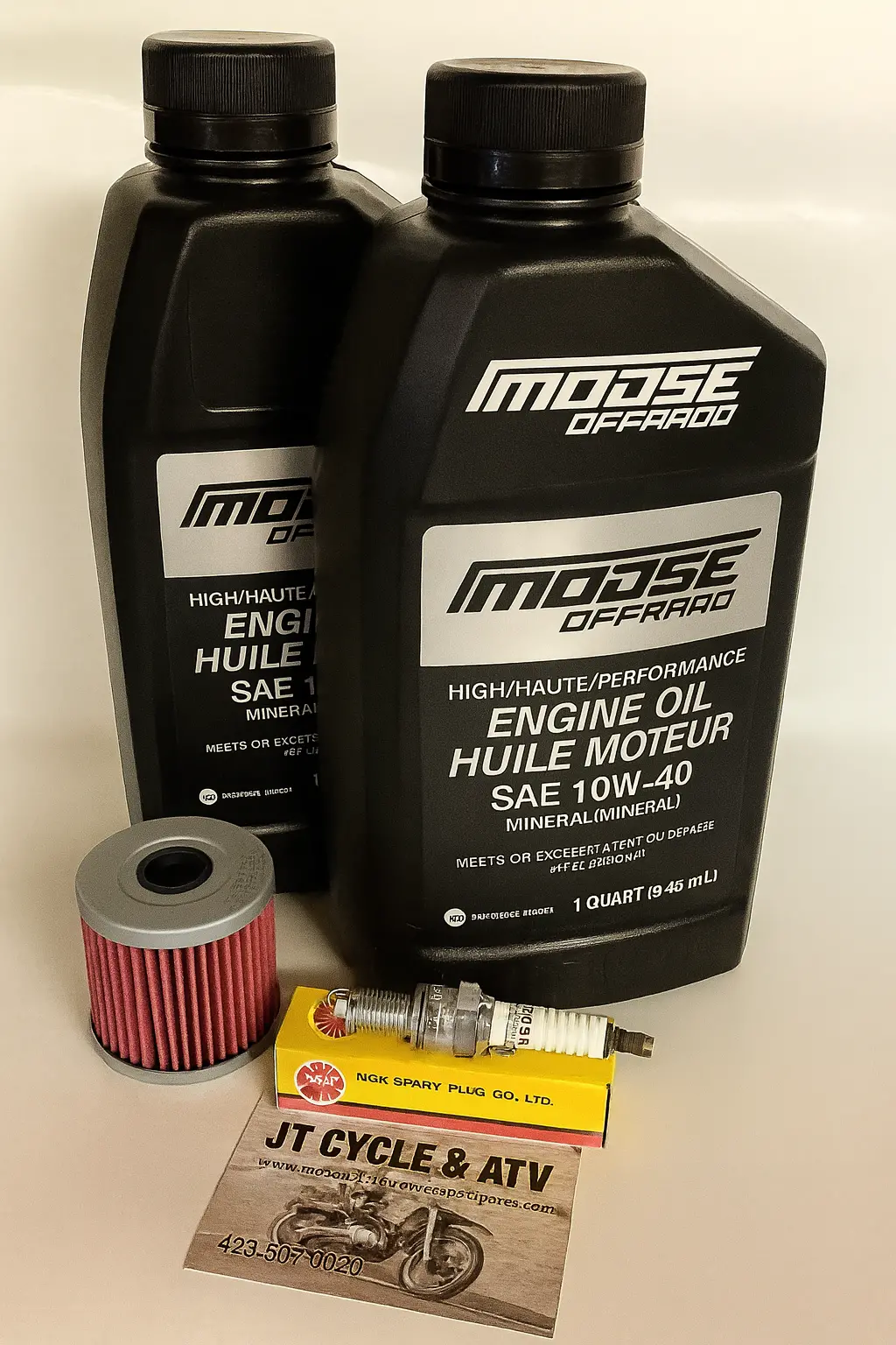 Suzuki Dr125 Drz125 Dr200 Oil Change Tune‑Up Kit – Moose Offroad 10W‑40 + Ngk Dr8ea Spark Plug + Oil Filter – Fits All Years 1