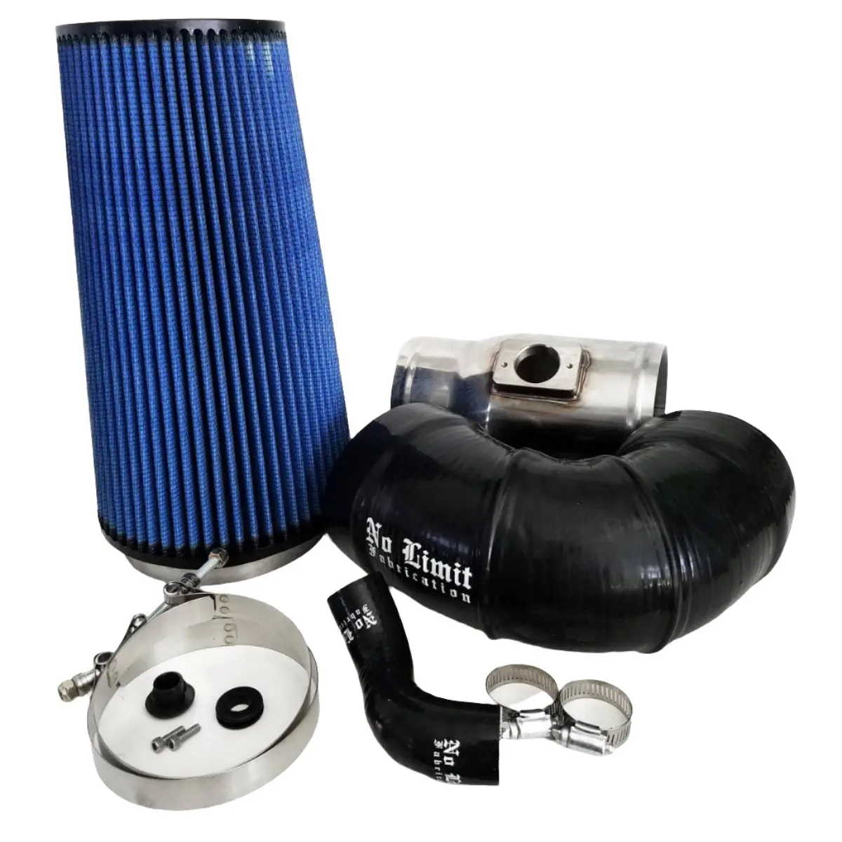 No Limit Fabrication | 2008-2010 Ford 6.4L Power Stroke Cold Air Intake Polished Oiled Filter For Mod Turbo 5.5 Inch Inlet 1