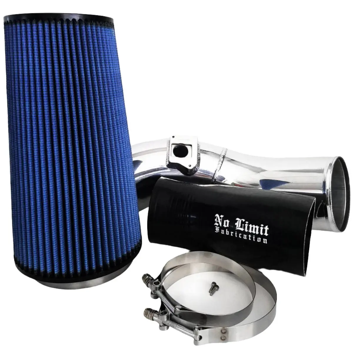 No Limit Fabrication | 2003-2007 Ford 6.0L Power Stroke Cold Air Intake Polished Oiled Filter 1