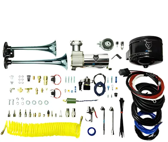Pacbrake | Premium Dual Air Horn Kit W/ Air Horn Kit (Hp10073) And Onboard Air Kit (Hp10163) 1