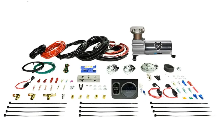 Pacbrake | Premium In Cab Control Kit For Simultaneous Spring Activation W/ Hp325 Compressor Air Spring Dash Switches Pre Built Harnesses Fittings Fasterners And Everything Required For A Complete Install 1