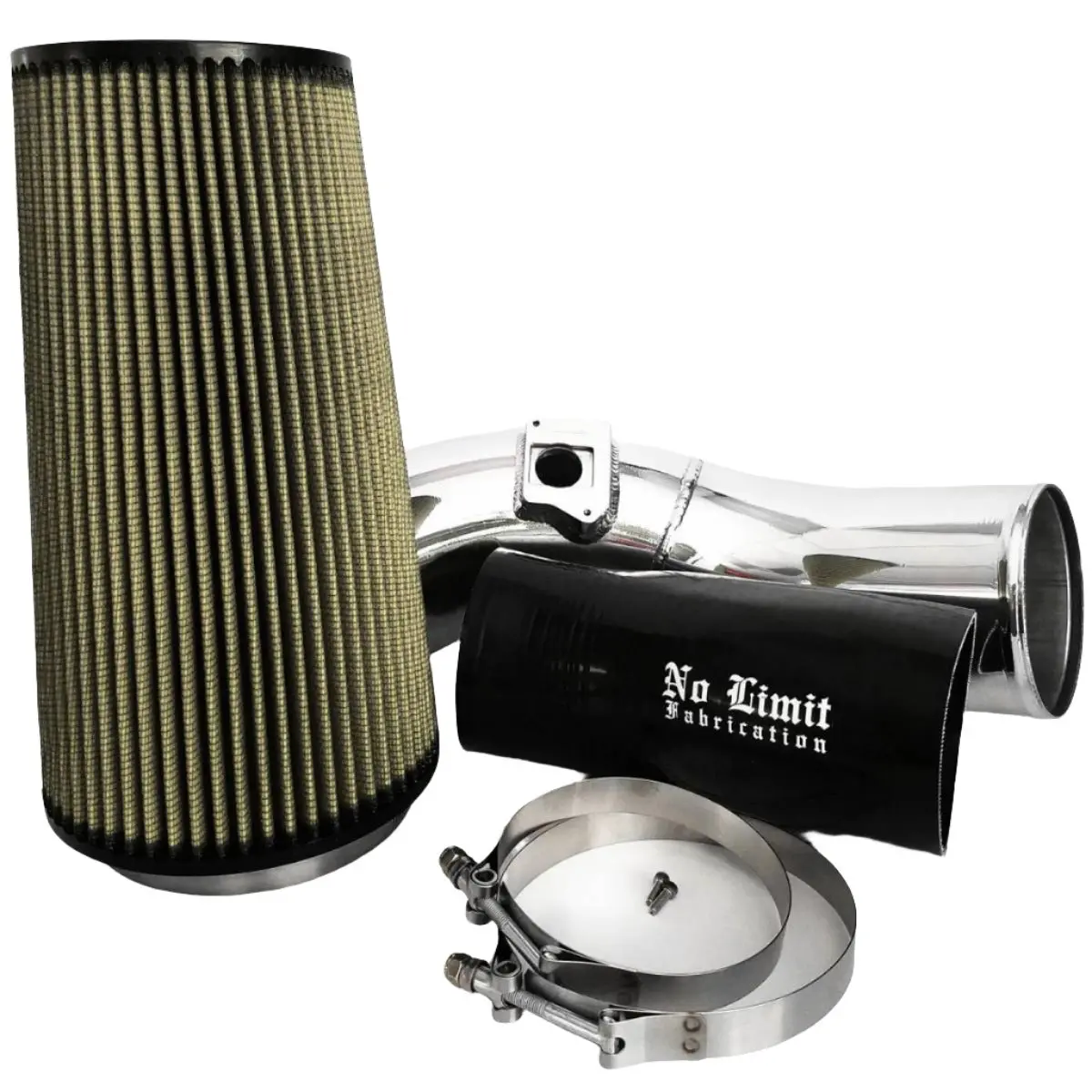 No Limit Fabrication | 2003-2007 Ford 6.0L Power Stroke Cold Air Intake Polished Pg7 Filter 1