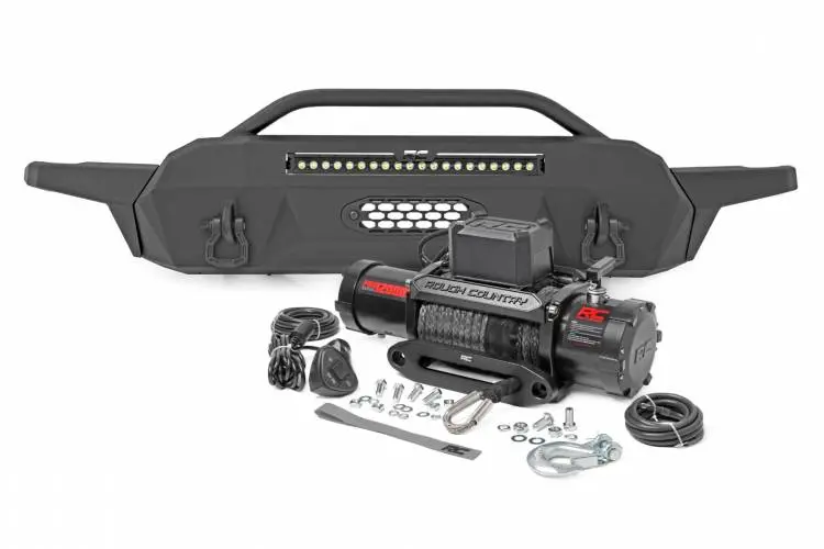 Rough Country | 2016-2023 Toyota Tacoma Front Hybrid High Clearance Bumper - No Lights - With Pro9500s Winch 1