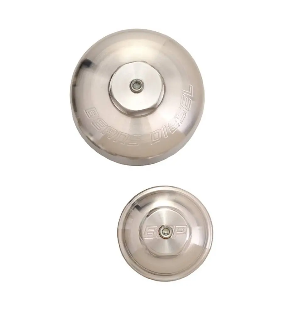 Beans Diesel | Kit 2 Caps- Billet 6.0L Power Stroke Upper Fuel Filter Cap (6.0 Small) And Oil Filter Cap 1