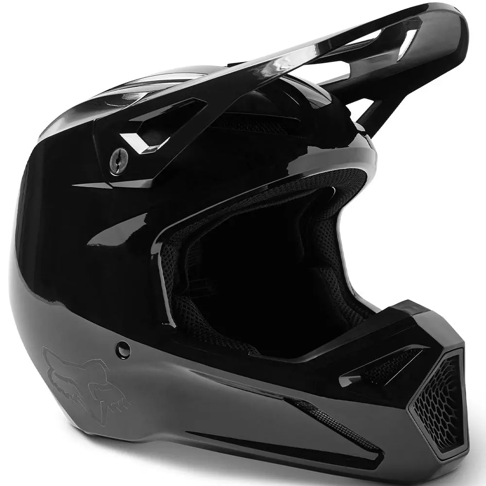 Fox V1 Solid Helmet - Dot/Ece (Black Gloss) 1