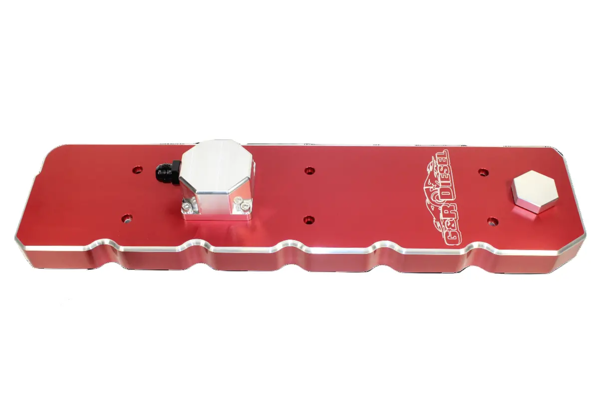 G&R Diesel | 2003-2005 Dodge Ram 5.9L Cummins Valve Cover Billet Aluminum Anodized Red 1