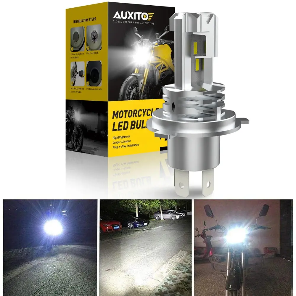 Auxito 1/2X H4 9003 Led Hi/Lo Beam Canbus No Error Car Motorcycle Headlight Bulb Csp Fanless H4 Hb2 Led Light Auto Moto Headlamp 1
