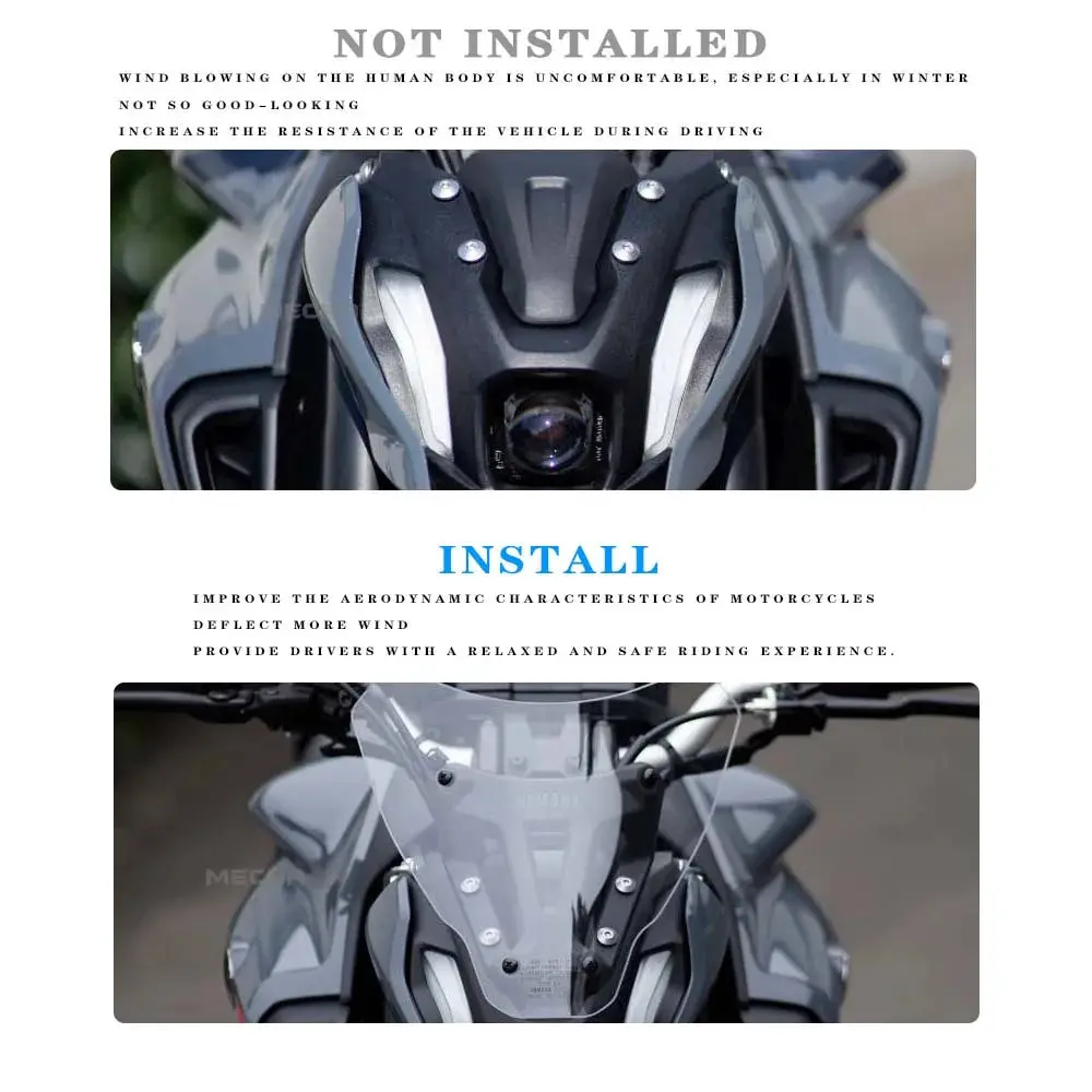Motorcycles New Windshield For Yamaha Mt07 Accessories Mt 07 2021 Windscreen Air Wind Deflector Transparent 2