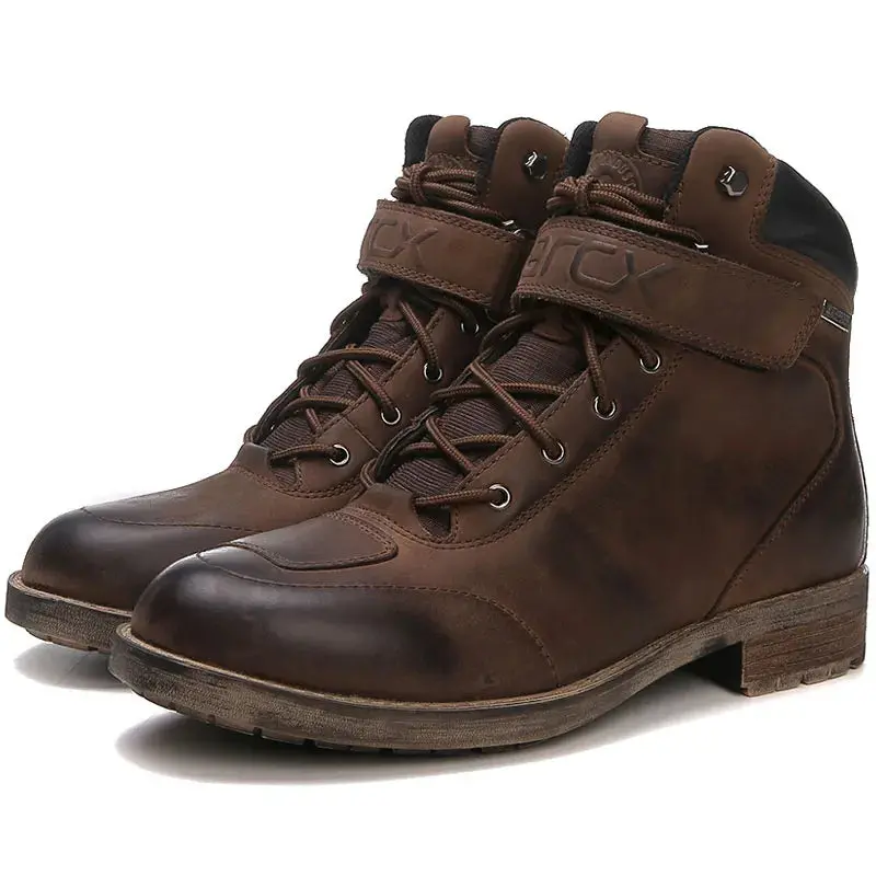 Arcx Men's Boots Retro Vtg Martin Brown Cowboy Cowhide Leather Waterproof Motorcycle Racing/ Riding Shoes/ Motocross Accessories 1