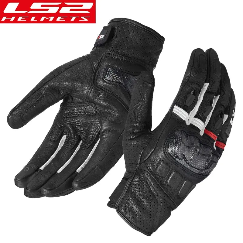 Ls2 Mg006 Motorcycle Riding Gloves Ls2 Genuine Leather Guantes Para Moto Carbon Fiber Shell Full Finger Breathable Windproof 3