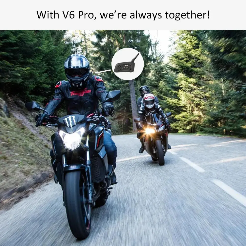 Ejeas V6 Pro Bluetooth Motorcycle Helmet Intercom Headset With 1200M Bt Interphone Communicator For 6 Riders Waterproof 2