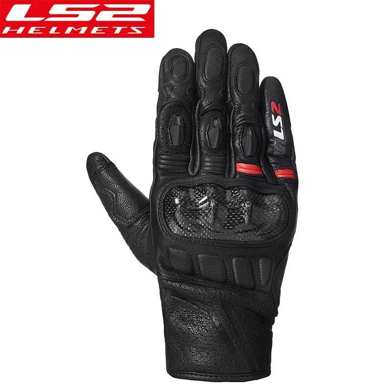 Ls2 Mg006 Motorcycle Riding Gloves Ls2 Genuine Leather Guantes Para Moto Carbon Fiber Shell Full Finger Breathable Windproof 4