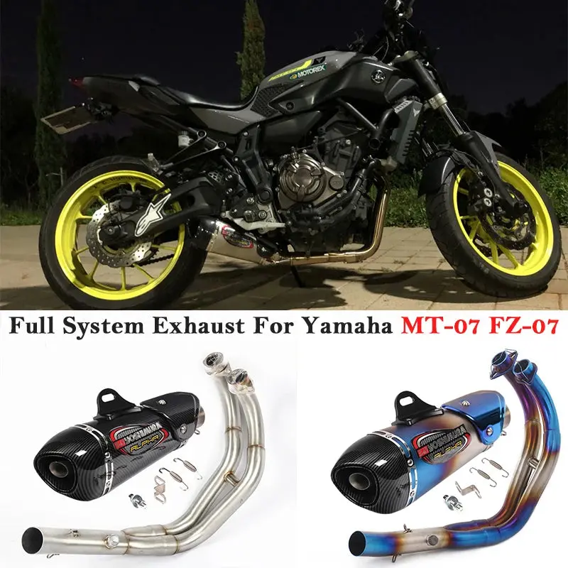 Full System Motorcycle Yoshimura Exhaust Escape Db Killer For Yamaha Mt-07 Fz-07 Modify Slip-On Front Link Pipe Carbon Muffler 1