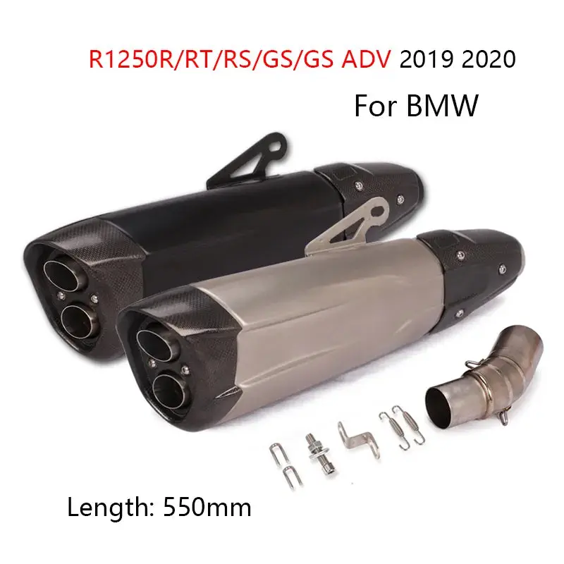 550Mm For Bmw R1250r/Rs/Rt/Gs R1250gs Adv 2019 2020 Exhaust Pipe Motorcycle Mid Link Tube 51Mm Dual-Outlet Muffler Escape Pipe 1