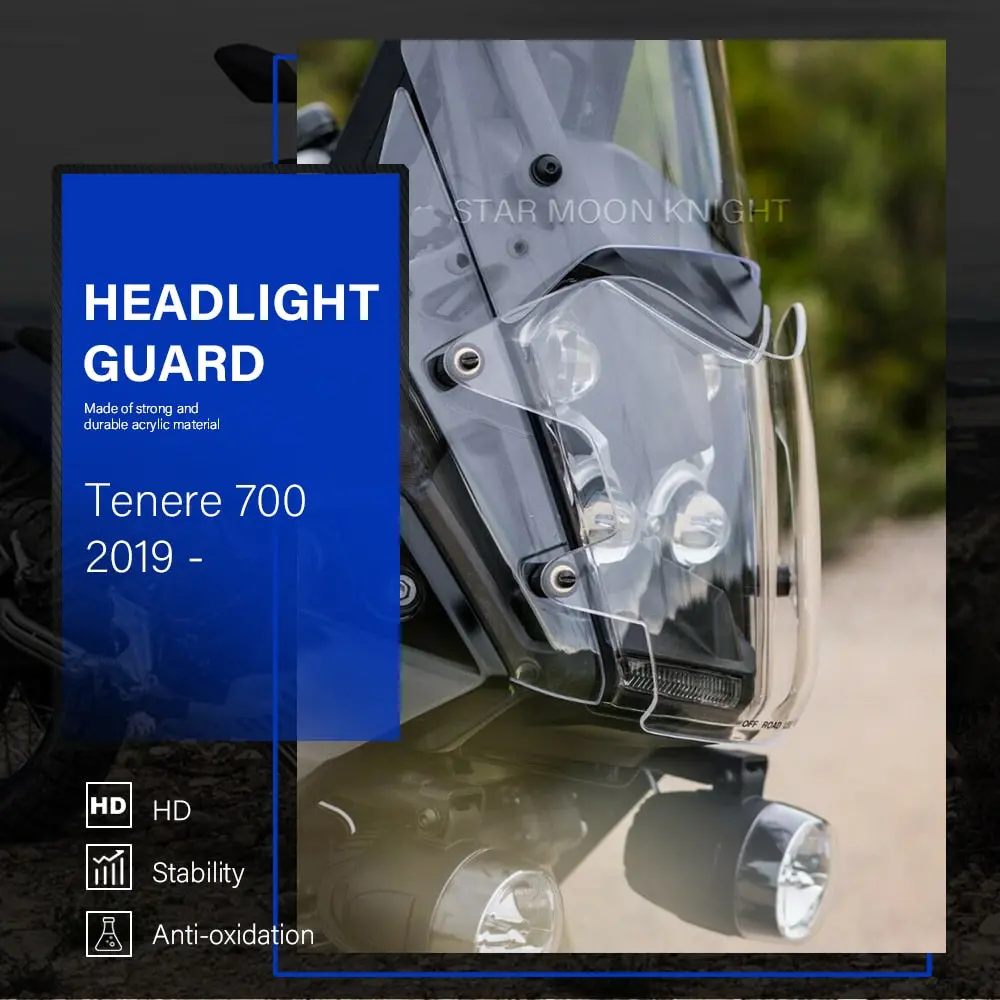 For Yamaha Tenere 700 Tenere700 Xt700z Xt 700 Z 2019 - 2022 Motorcycle Headlight Protector Light Cover Protective Guard Acrylic 1