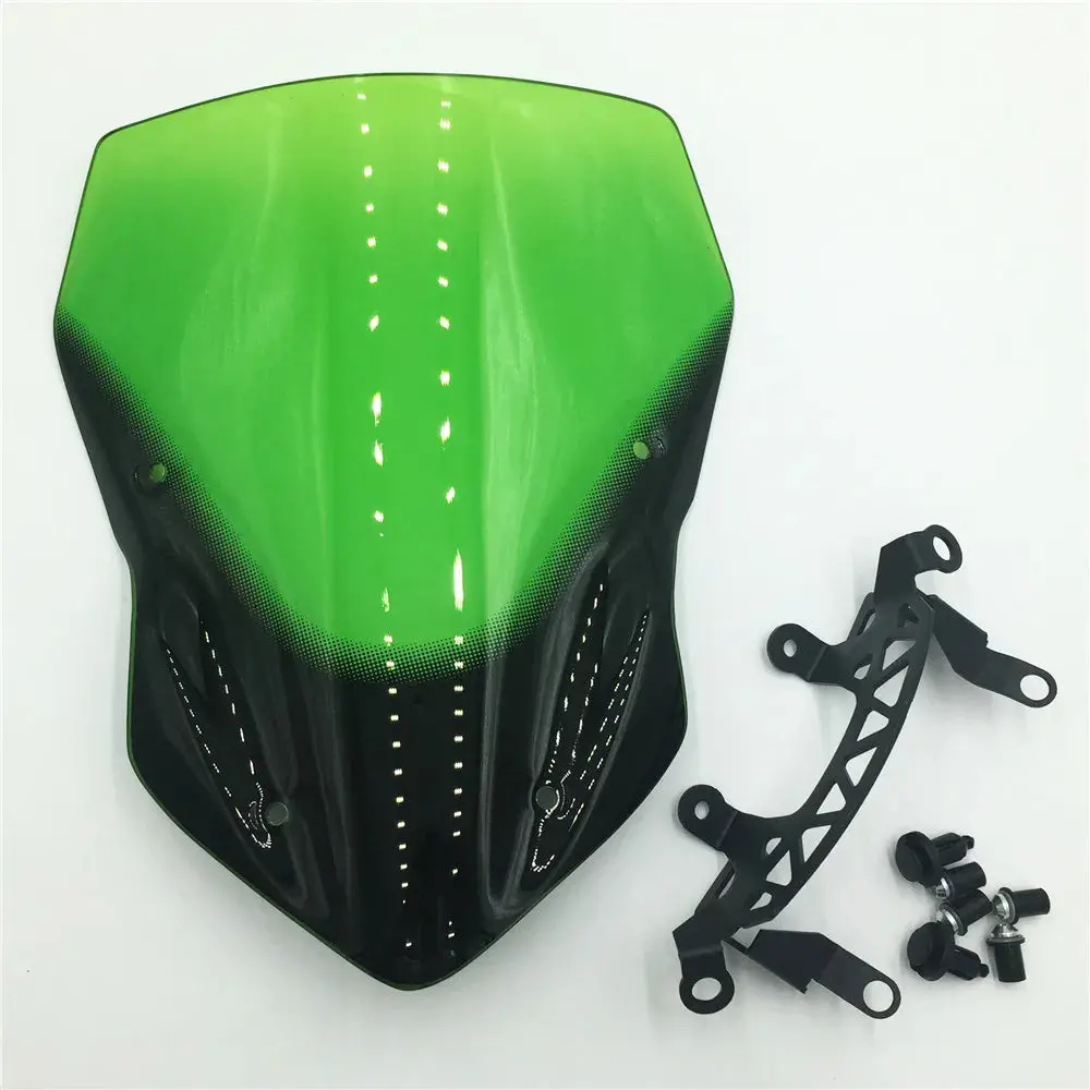 Motorcycle High Quality Windshield Windscreen Smoke Black Screen W/ Bracket Accessories For Kawasaki Z900 2017 2