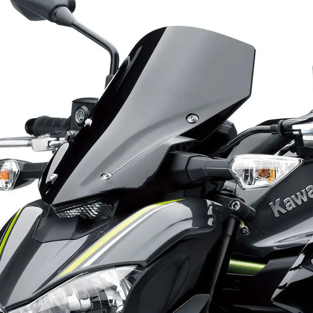 Motorcycle High Quality Windshield Windscreen Smoke Black Screen W/ Bracket Accessories For Kawasaki Z900 2017 1