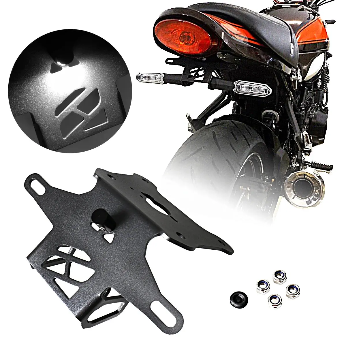 Black Fender Eliminator Tail Tidy Led Light Kits Fit For Kawasaki Z900rs 2017-Later 1