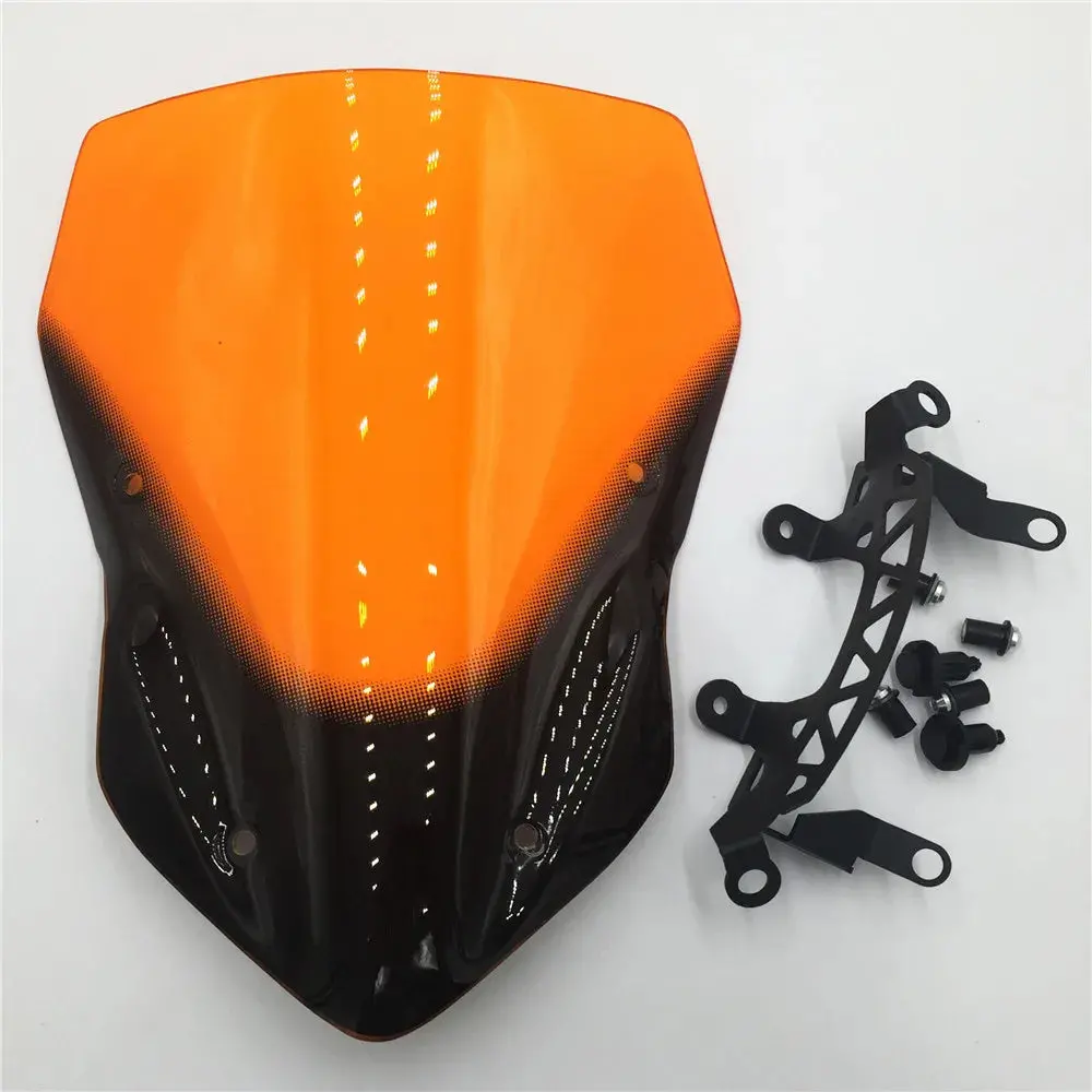 Motorcycle High Quality Windshield Windscreen Smoke Black Screen W/ Bracket Accessories For Kawasaki Z900 2017 1