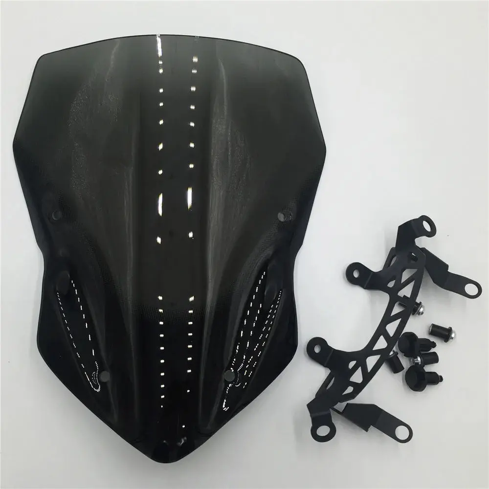 Motorcycle High Quality Windshield Windscreen Smoke Black Screen W/ Bracket Accessories For Kawasaki Z900 2017 3