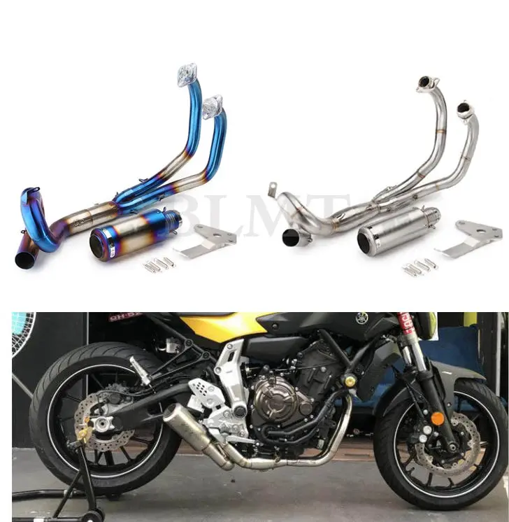 For Yamaha Yzf Mt07 Fz07 Fz-07 Mt-07 Fz Mt 07 Muffler Xsr700 Motorcycle Exhaust Slip-On Full System Front Pipe 2014 - 2023 1