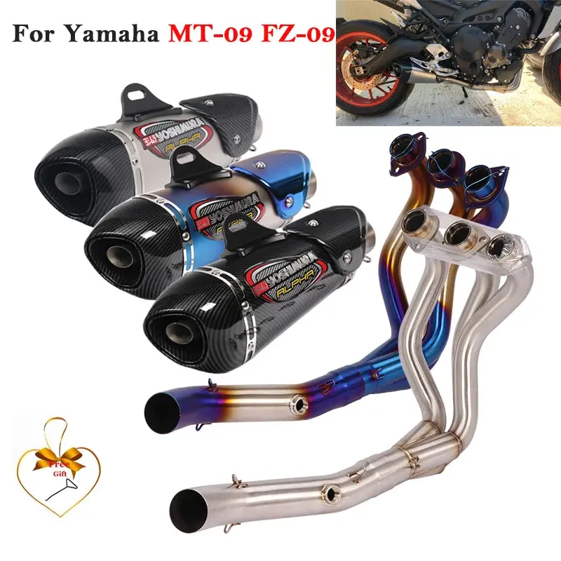 For Yamaha Mt-09 Fz-09 Mt09 Fz09 Full Systems Motorcycle Yoshimura Exhaust Escape Db Killer Front Link Pipe Carbon Fiber Muffler 1