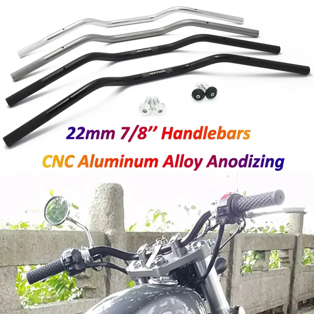 Motorcycle Steering Wheel 22Mm Handlebars Renthal Cnc Aluminum Alloy Anti-Rust For Kawasaki Z750 Fz1 Xj6 Z800 Z900 Versys 650 1