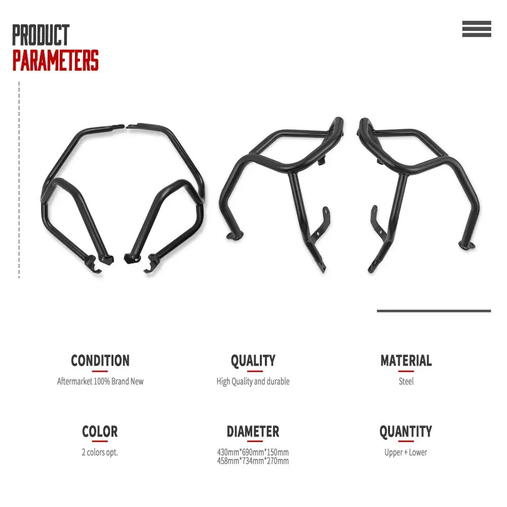 Motorcycle Accessories Engine Guard Crash Bars Bumper Frame Protector Fairing For Ktm 790 Adventure R 790 Adv 2019-2023 Black Us 2