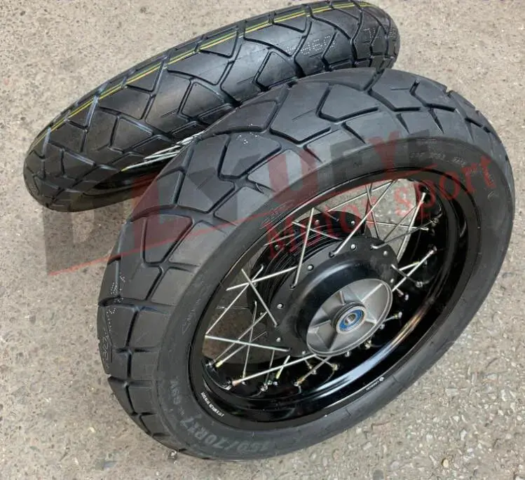 120/80-17 150/70R17 3.0-17 4.25-17 Aluminum Alloy Shineray 400 440 Motorcycle Front Rear Spoke Wheel Rim Hub With Tires 1