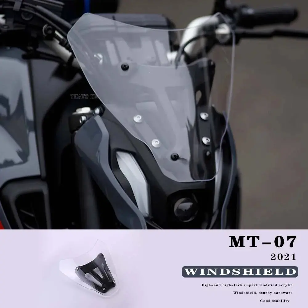 Motorcycles New Windshield For Yamaha Mt07 Accessories Mt 07 2021 Windscreen Air Wind Deflector Transparent 1