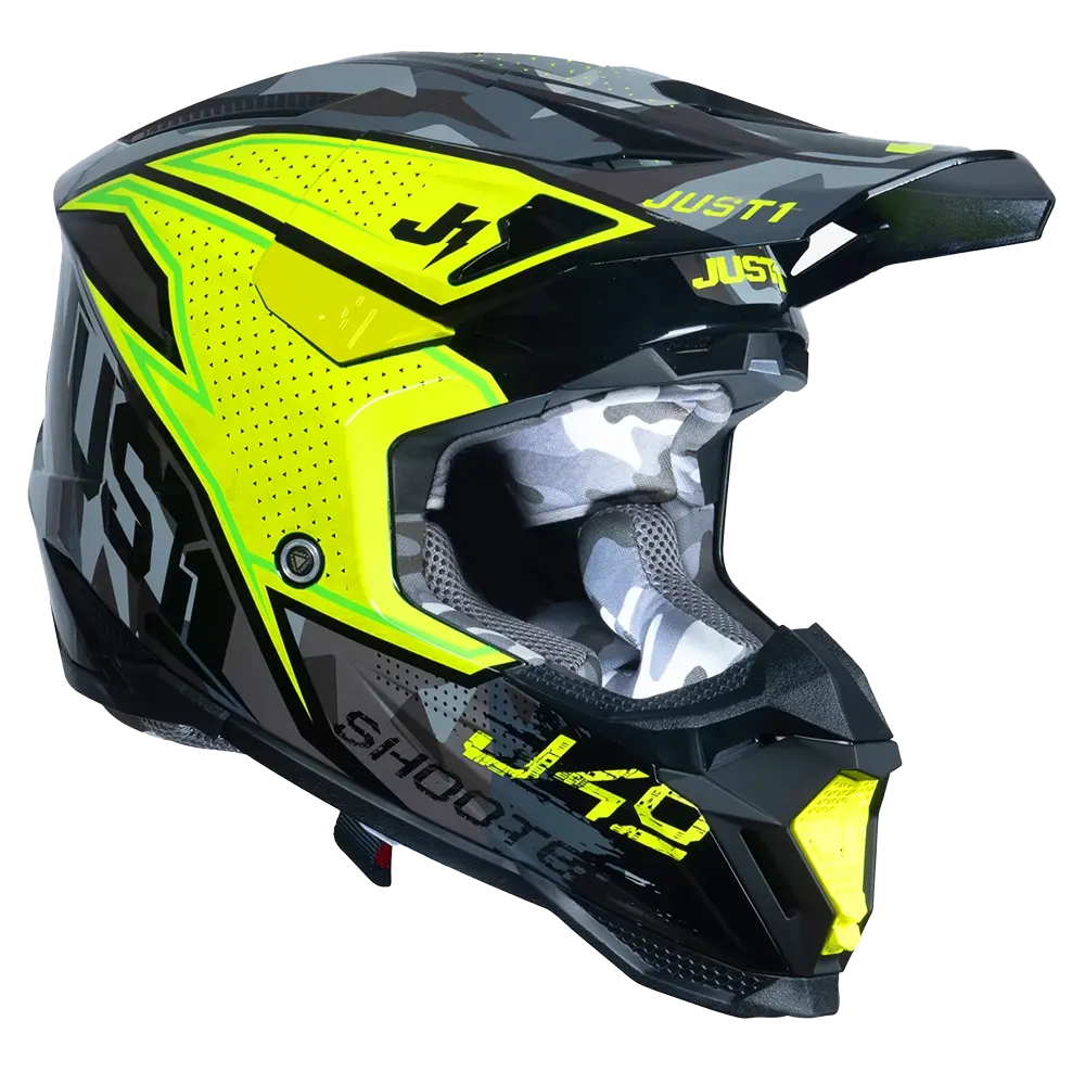 Just 1 J40 Shooter Helmet (Camo Flo Yellow Black) Gloss 1