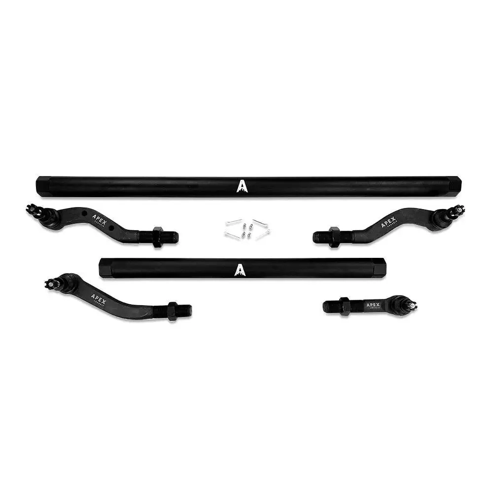 Apex Chassis | Jeep Wrangler Jl / Gladiator Jt - 2.5 Ton Tie Rod & Drag Link Assembly - Black Aluminum - No Flip 1