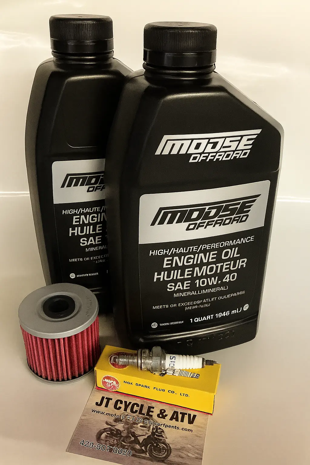 Kawasaki Klr250d Oil Change Tune‑Up Kit – Moose Offroad 10W‑40 + Ngk Dpr9ea‑9 Spark Plug + Oil Filter – Fits 1984–2005 1