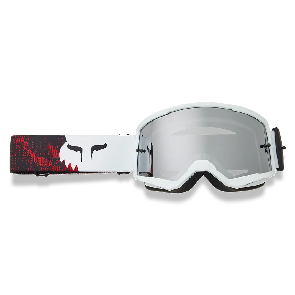 Fox Main Kairos Goggles - Spark Mirror Silver Lens (White-Flo Red) 1