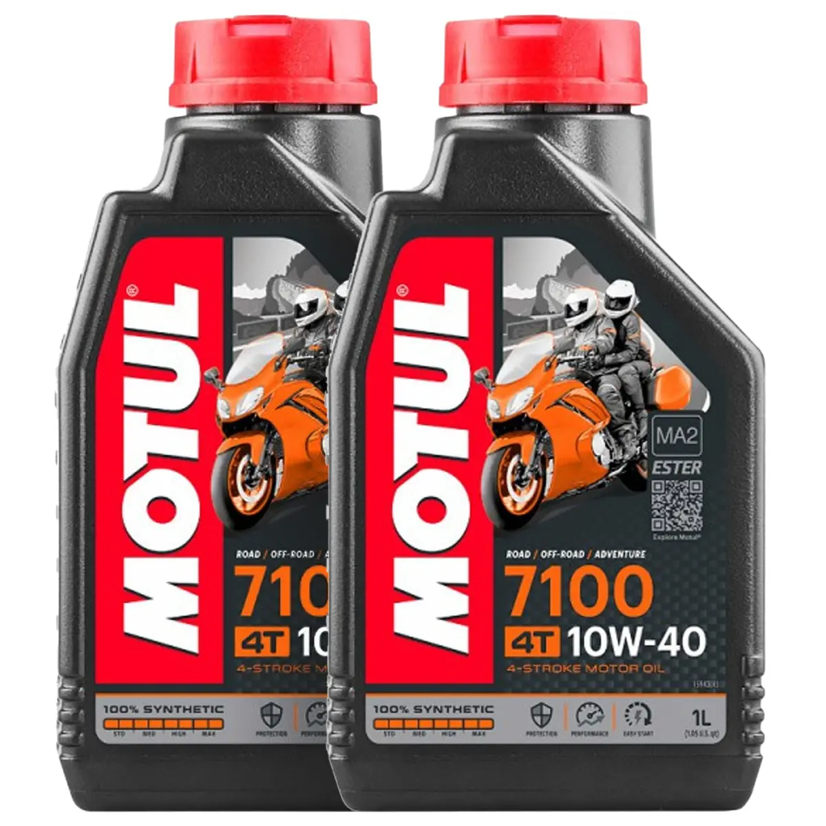 *Multi-Pack* 2 X Motul 7100 4T 10W-40 Road/Off-Road/Adventure Motor Oil (1 Litre) 1