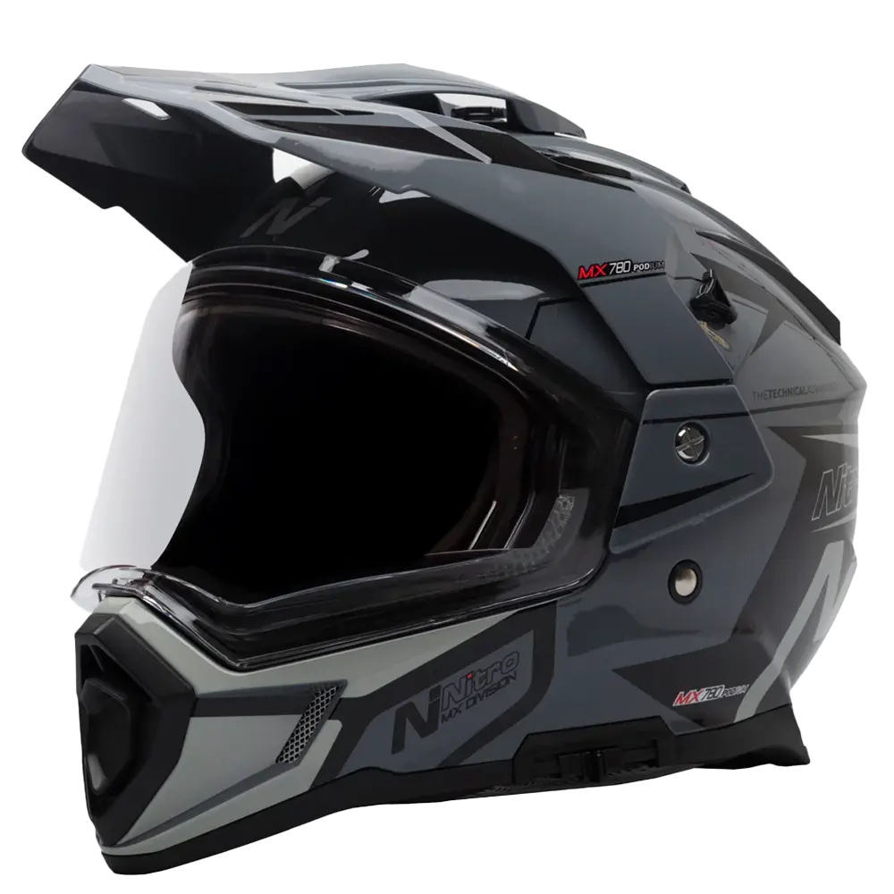 Nitro Mx780 Podium Adventure Helmet (Black Gun Grey) Gloss 1