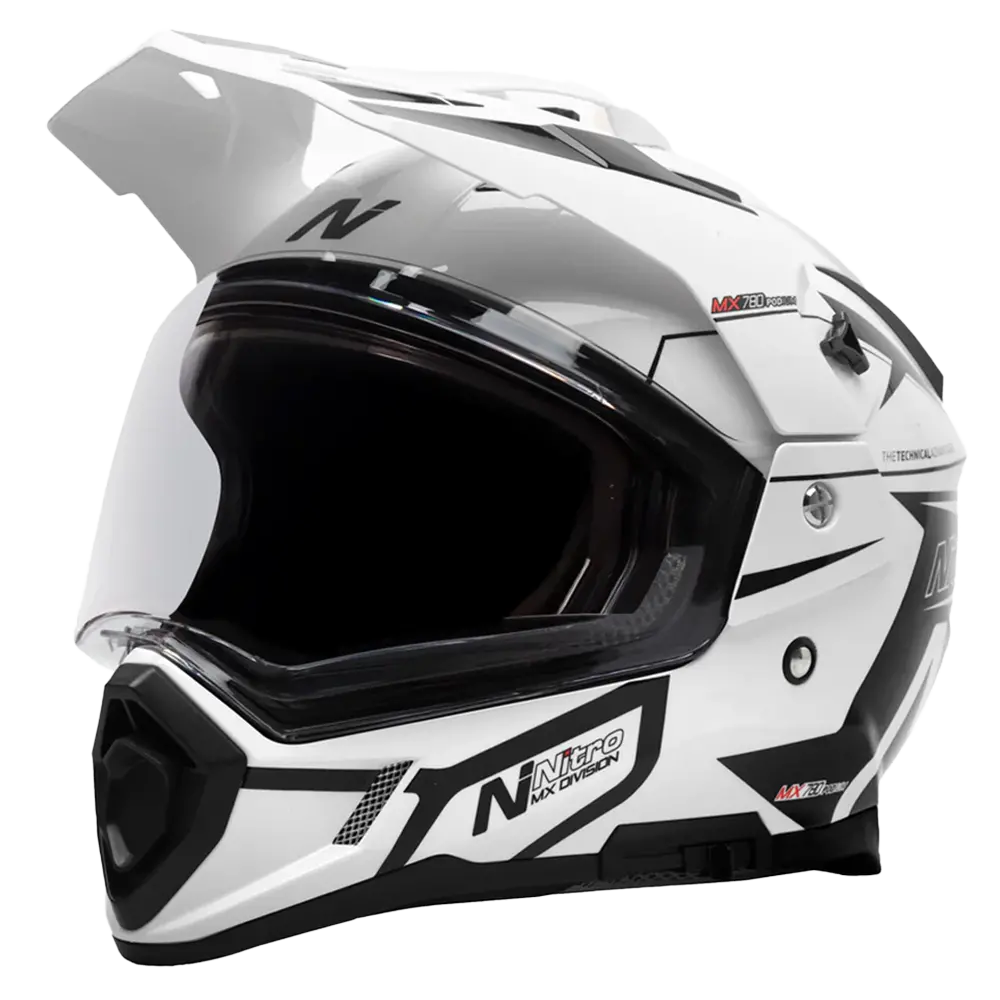 Nitro Mx780 Podium Adventure Helmet (White Black) Gloss 1
