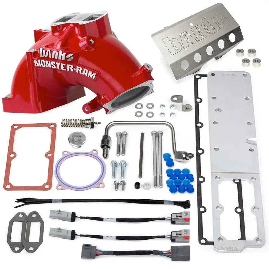 Banks Power | 2013-2018 Dodge Ram 6.7L Cummins Monster-Ram Intake System Gen-2 With Fuel Line - Red With Heater System 1