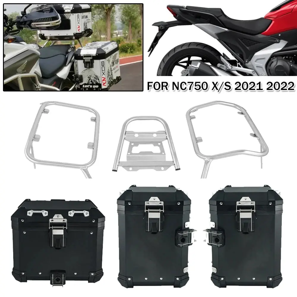 Motorcycle Helmet Box Top Tail Rear Luggage Storage Tool Cases Panniers With Bracket Rack For Honda Nc750x Nc 750 X/S 2021-2023 1
