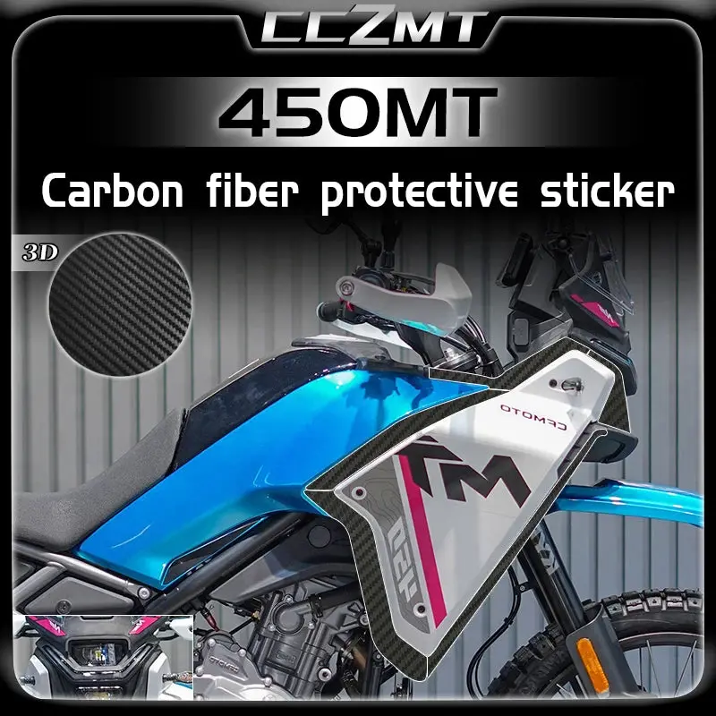 For Cfmoto 450Mt 2024 Carbon Fiber 3D Fuel Tank Stickers Body Protection Stickers Waterproof Stickers Modification Accessories 1