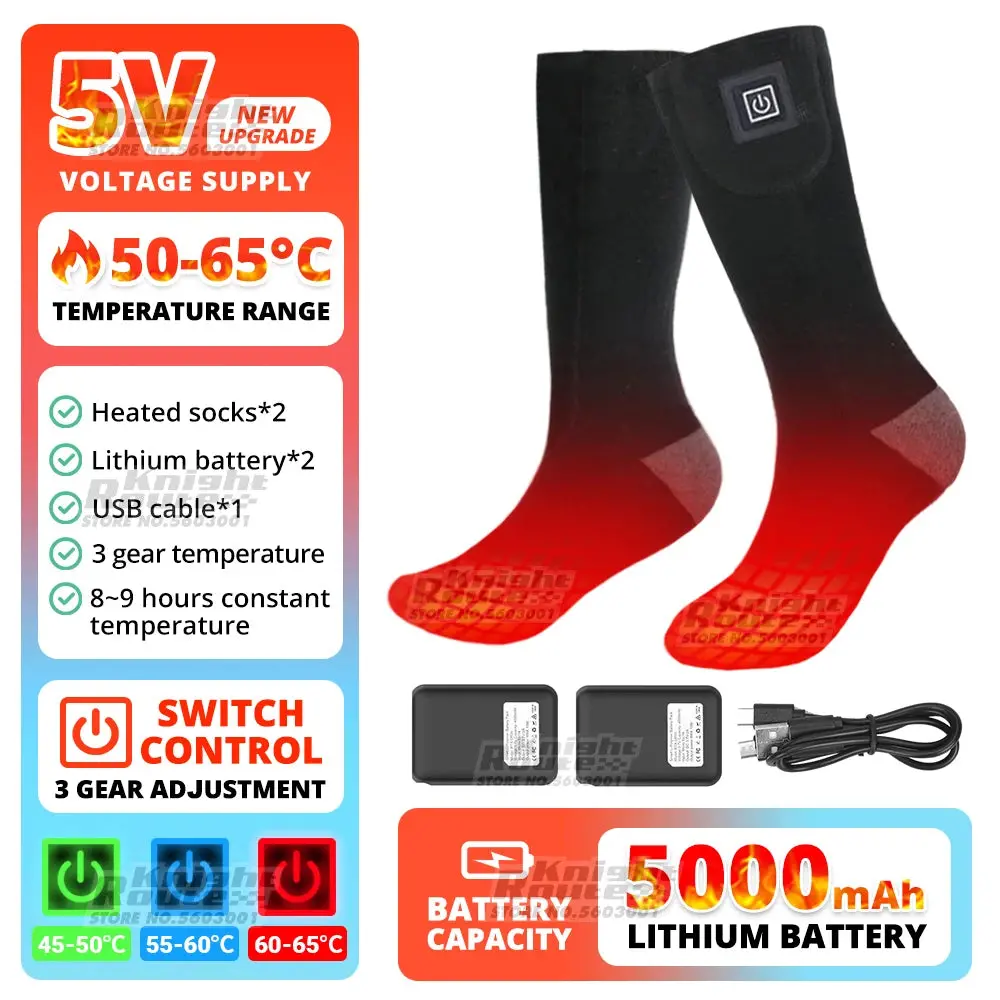 Winter Heated Socks 5000Mah Appcontrol Thermal Socks Women Men Heating Foot Warmer Electric Fever Socks Hiking Ski Warm Outdoor 6