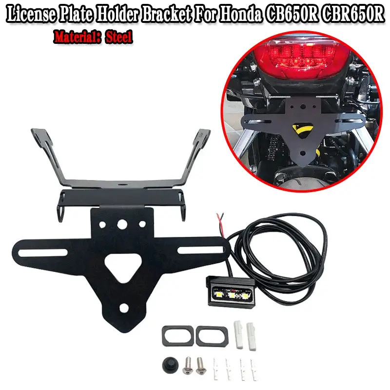 2023 New Cb 650R Motorcycle License Plate Holder Tail Light Bracket Tidy Fender Eliminator For Honda Cb650r Cbr650r 2019-2022 1