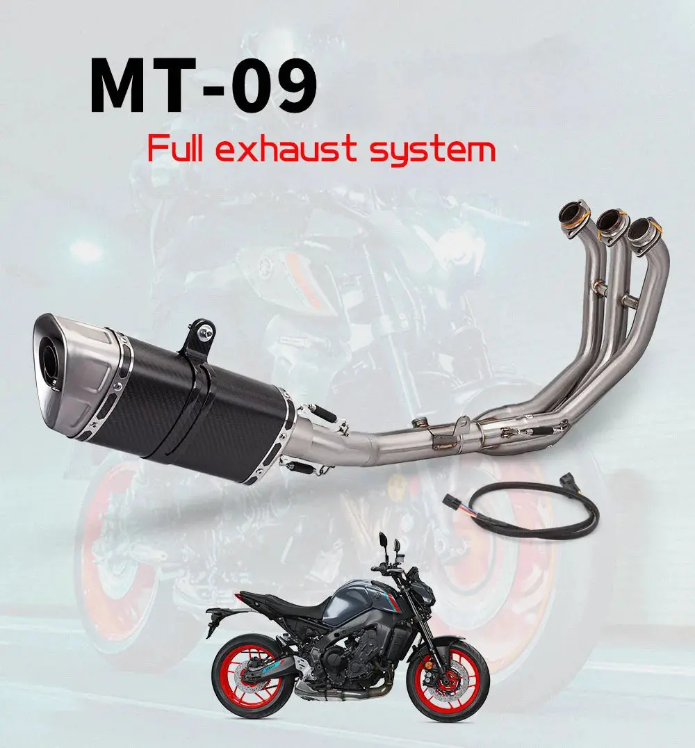 Motorcycle Full Exhaust System For Yamaha Mt-09 Mt09 Exhaust Front Line Pipe Sports Motorcycle Leaks Atv Muffler 2021-2023 2