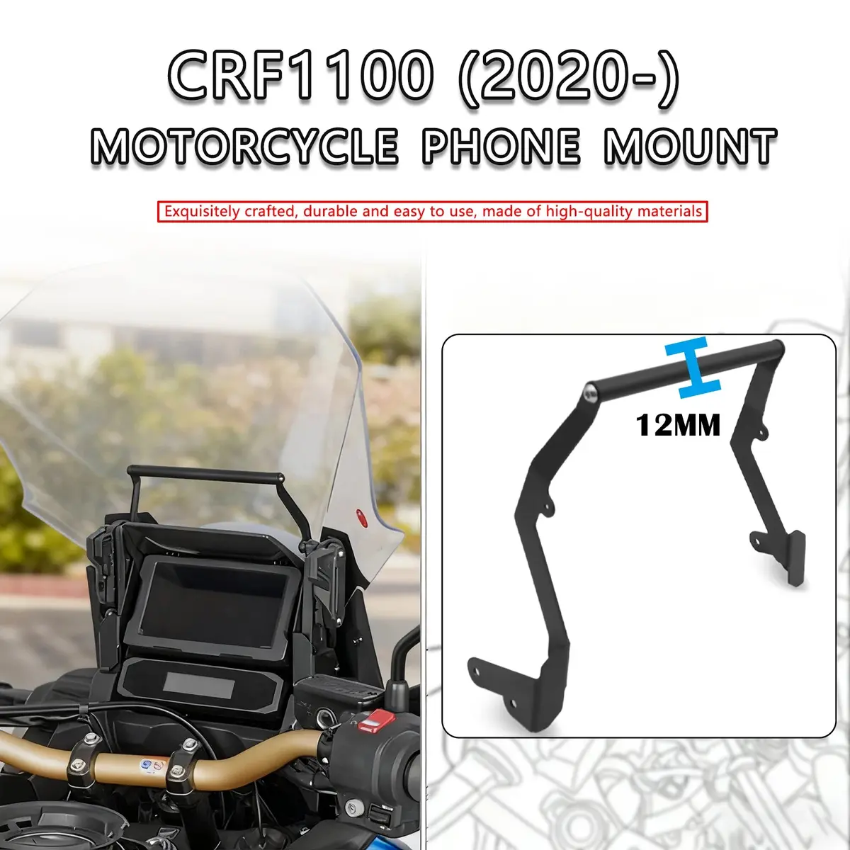For Honda Africa Twin Crf1100 2020-2025 Motorcycle Usb Phone Holder Navigation Bracket  Navigation Plate Adapt Bracket 1