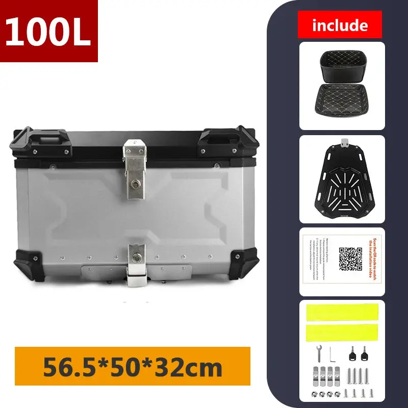 45L 55L 65L 80L 100L Aluminum Motorcycle Box Moto Top Case Rear Storage Luggage Trunk For Bmw R1200gs Lc R1250gs F800gs 7