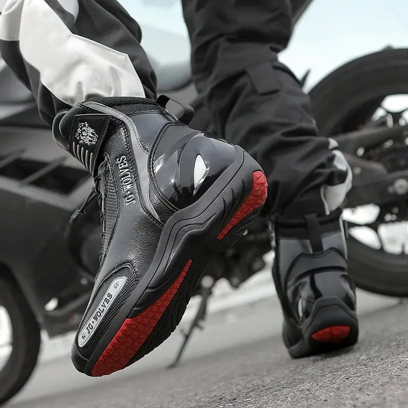 New Motorcross Riding Shoes Microfiber Men Women Motorcycle Racing Protective Ankle Boots Anticollision Non-Slip New Moto Boots 6