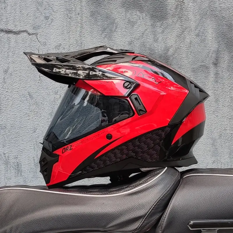 Orz DOT-certified full-face helmet designed for off-road ATVs and motorcycles, featuring an anti-glare brown lens for enhanced visibility and protection. - Image 7